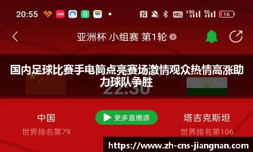 国内足球比赛手电筒点亮赛场激情观众热情高涨助力球队争胜